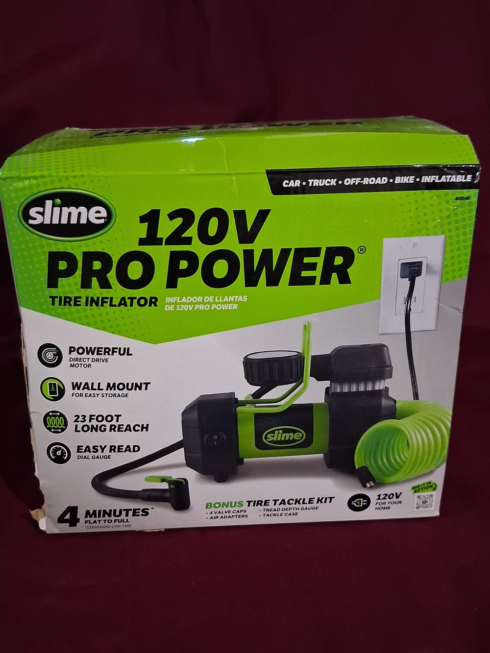 Slime 120V Pro Power Tire Inflator - Green